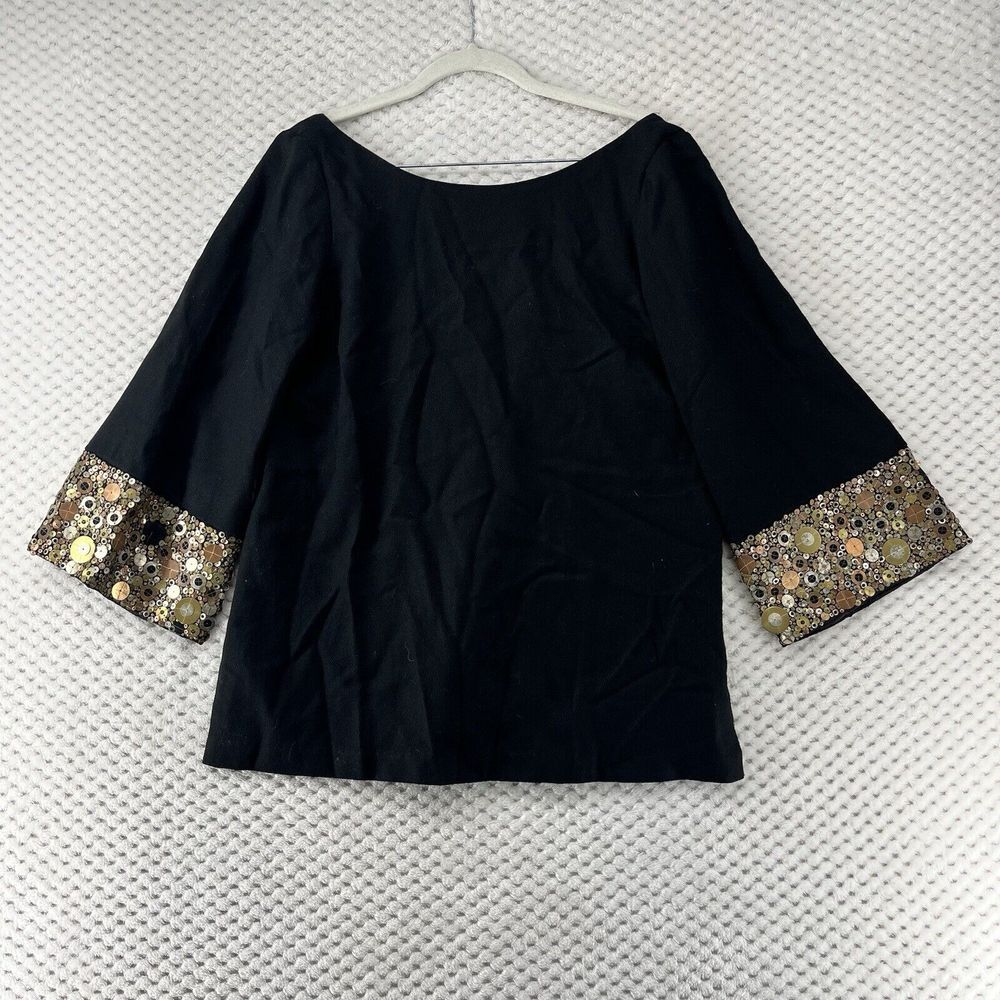 Foley & Corinna Top‎ Black Embellished Cuff Party Formal Cocktail Blouse USA